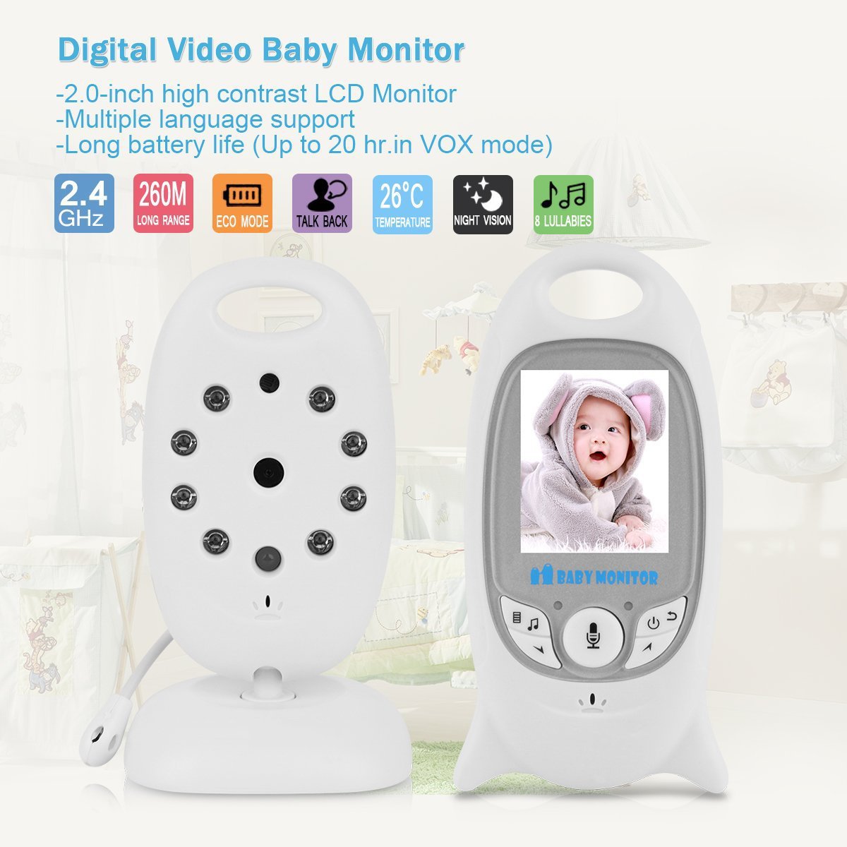 Monitor Camara Bebe Vigilancia Inalambri