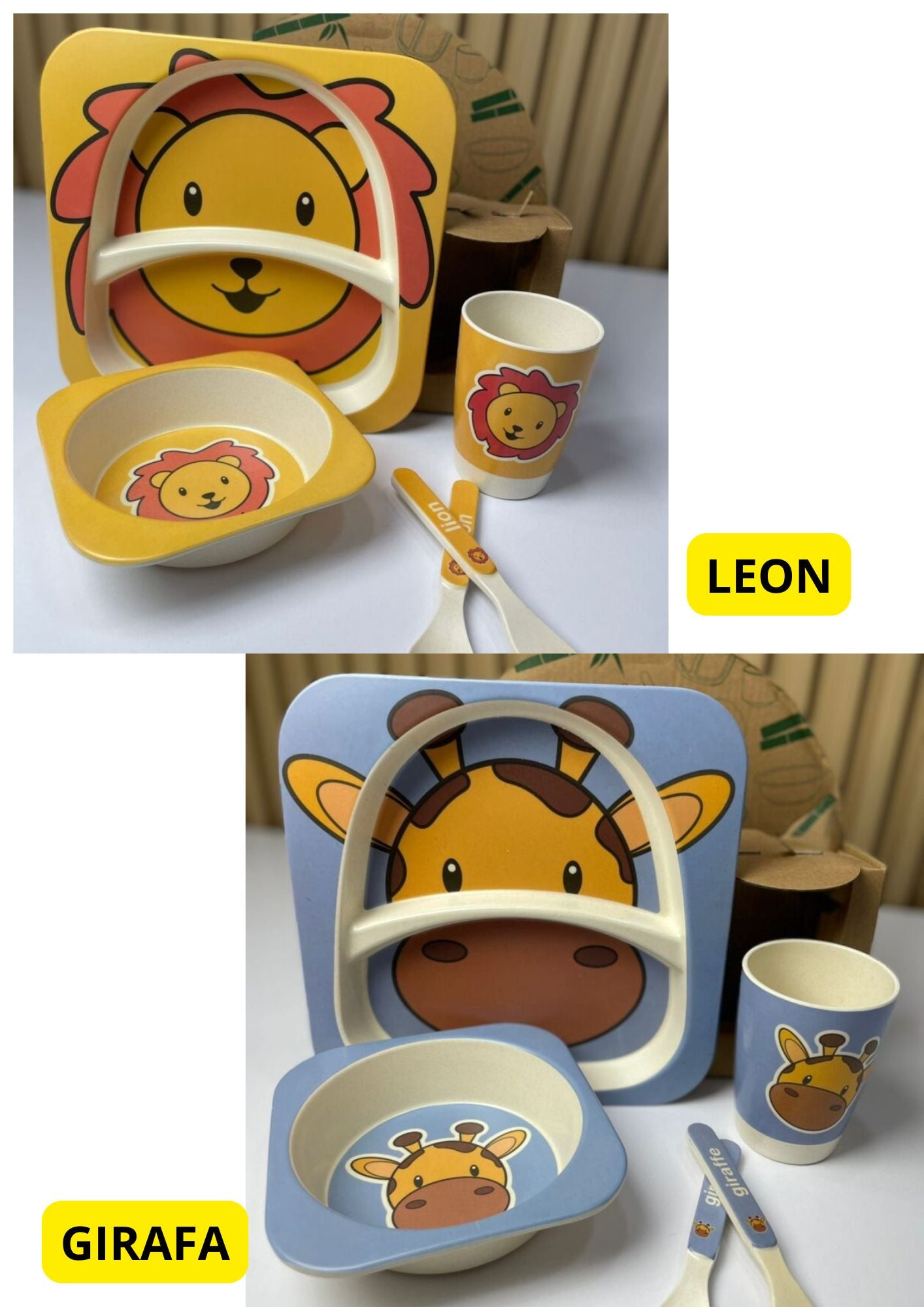 Vajillas Infantiles De Animales Bambu